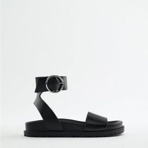 Zara Black Leather Sandals
